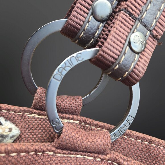 Y2K Brown Tweed Shoulder Bag Large Canvas Academia Fall Autumn Downtown Girl - Picture 4 of 13